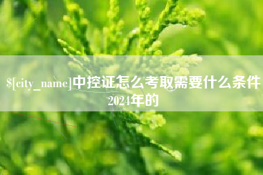 开原中控证怎么考取需要什么条件2024年的